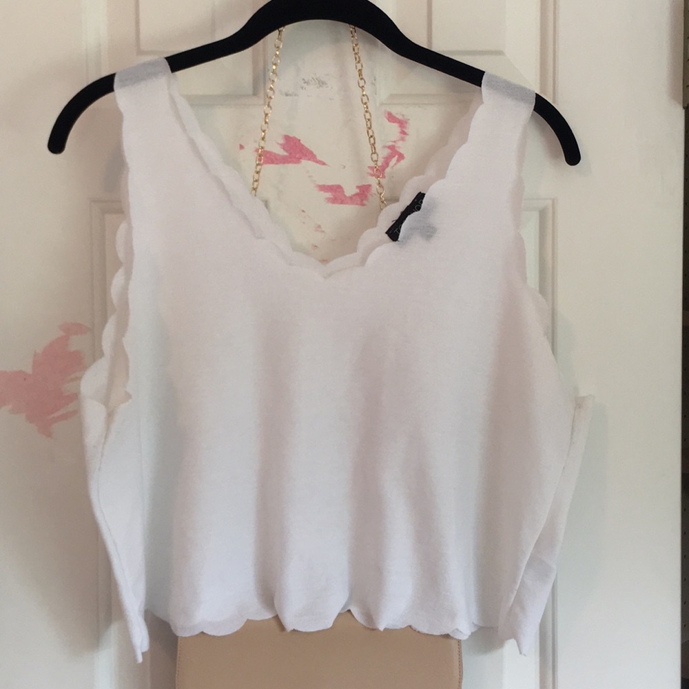 Topshop scalloped white tank top